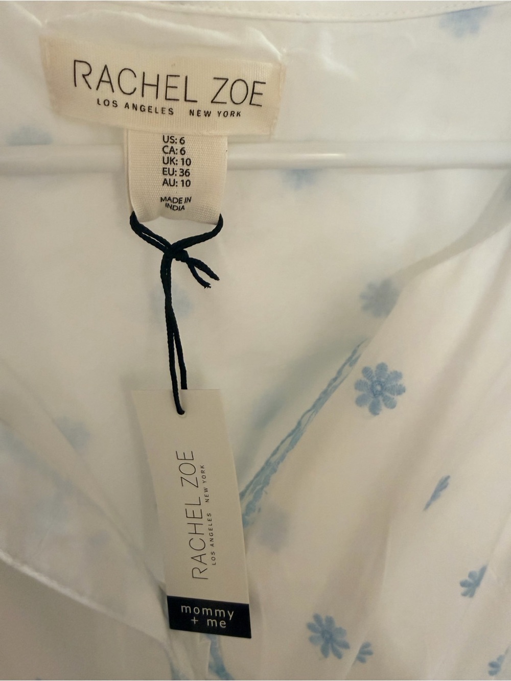 Rachel Zoe White Maxi Dress with Light Blue Embroidery - Picture 2 of 2